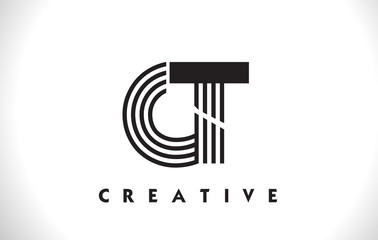 GT Logo Letter With Black Lines Design. Line Letter Vector Illustration