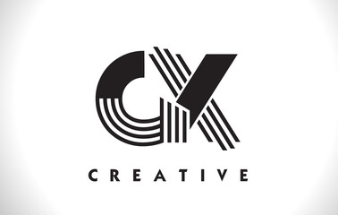 GX Logo Letter With Black Lines Design. Line Letter Vector Illustration
