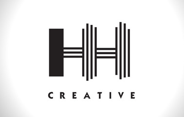 HH Logo Letter With Black Lines Design. Line Letter Vector Illustration