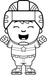 Cartoon Hockey Player Celebrate