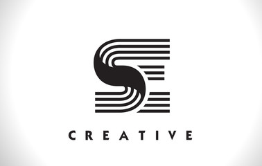 SE Logo Letter With Black Lines Design. Line Letter Vector Illustration - obrazy, fototapety, plakaty