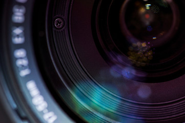 Fototapeta na wymiar Close-up of lense in modern digital camera