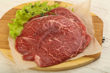 Raw beef schnitzel