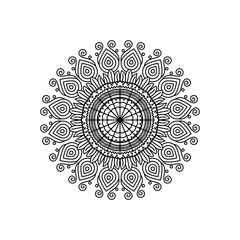 monochrome silhouette flower mandala vintage decorative swirl ornament vector illustration