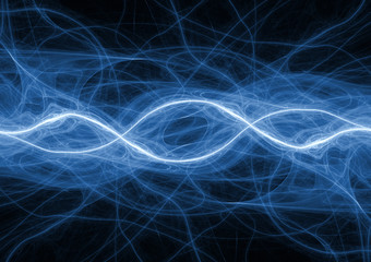 Blue plasma or sound waves, abstract wave background