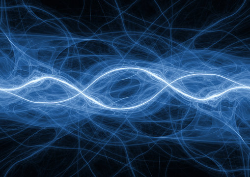Blue plasma or sound waves, abstract wave background