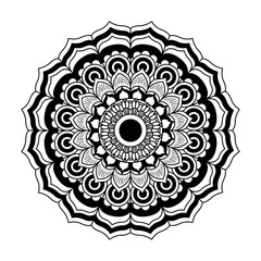 monochrome flower mandala vintage decorative swirl ornament vector illustration