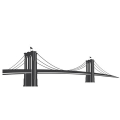 Brooklyn_grey. New York symbol - Brooklyn Bridge - vector illustration - obrazy, fototapety, plakaty