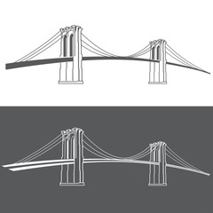 Brooklyn_grey2. New York symbol - Brooklyn Bridge - vector illustration