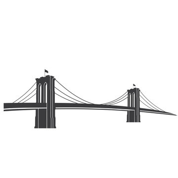 Brooklyn_grey. New York symbol - Brooklyn Bridge - vector illustration