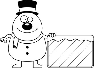 Cartoon Snowman Sign