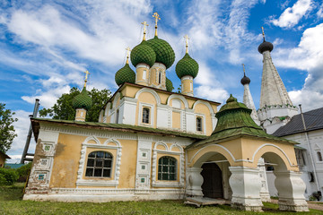 Fototapeta na wymiar UGLICH, RUSSIA - JUNE 17, 2017: Facade of the Church of the Beheading of John the Baptist. Built in 1681 