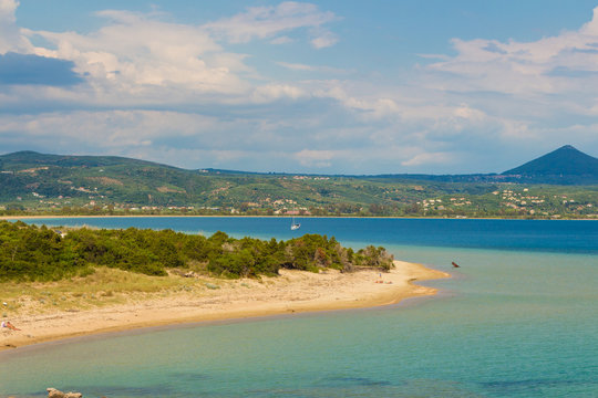 View to Navarino bay and Divari beach in Messinia,  Peloponesse, Greece