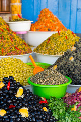assorted olives on market in morocco