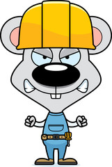 Cartoon Angry Construction Worker Mouse