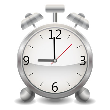 Metal mechanical realistic alarm clock, clock showing nine evenings, nine in the morning, evening, morning