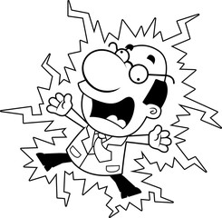 Cartoon Scientist Electrocuted