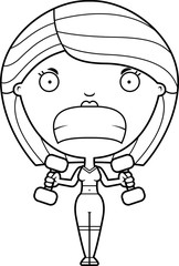 Cartoon Woman Lifting Weights