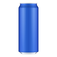 Blue Metal Aluminum Beverage Drink Can 500ml. Mockup Template Ready For Your Design. Isolated On White Background. Product Packing. Vector EPS10 Product Packing Vector EPS10