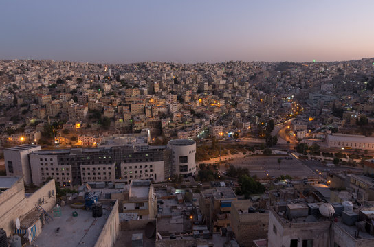 Amman Jordan skyline at dusk