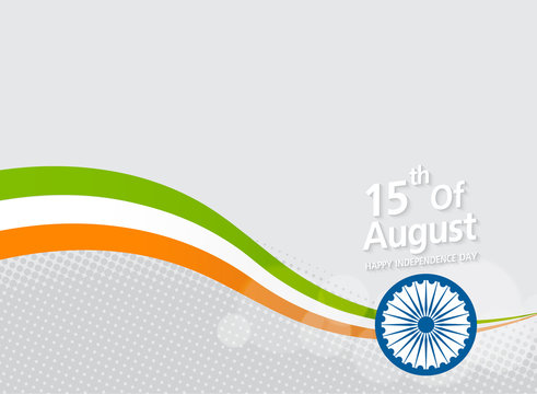 Happy Indian Independence Day celebration  on flag color halftone effect background