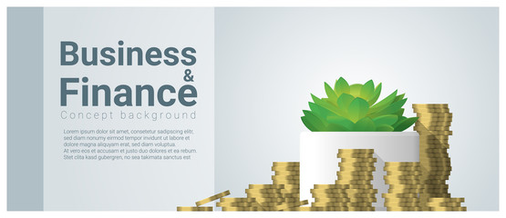 Business and Finance concept background with growing saving coins , vector , illustration