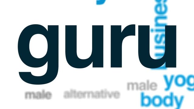 Guru animated word cloud, text design animation.