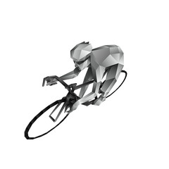 Abstract Polygonal cyclist. Cycle racing low poly sport vector background.