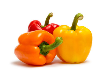 red, orange and yellow peppers