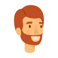 colorful silhouette of man face with red hair and bearded vector illustration