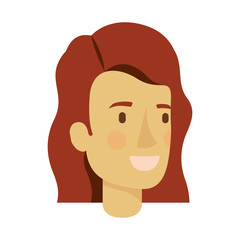 colorful silhouette of woman face with short and wavy brown hair vector illustration