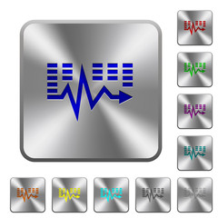 Music waves rounded square steel buttons