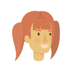 colorful silhouette of woman face with reddish hair and pigtails vector illustration