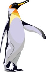 Добрый пингвин на белом фоне