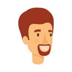 colorful silhouette of man face with short red hair and van dyke beard vector illustration