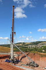 Crane laying a new bridge