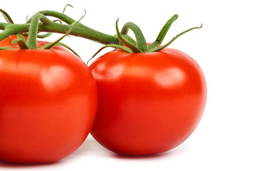 Fresh red tomato, on a white background.