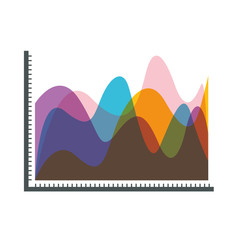 white background with statistic graphic in shape of colors waves vector illustration