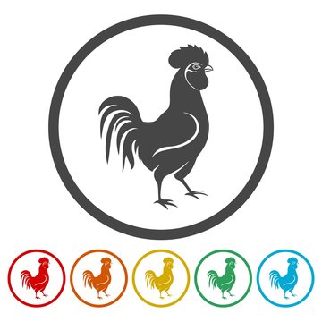 Rooster icons set - vector Illustration 