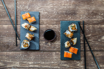 Japanese seafood sushi , rolls
