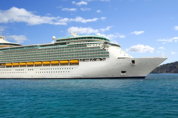 Fototapeta na wymiar Luxury Cruise Ship Sailing to Port