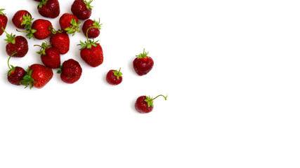 Fresh red strawberry isolated on white background top View