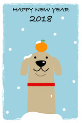 年賀状2018　いぬと雪