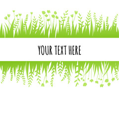 Summer green grass background for text. Vector eco, nature design banner, template