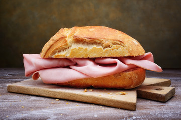 Italian mortadella sandwich - obrazy, fototapety, plakaty