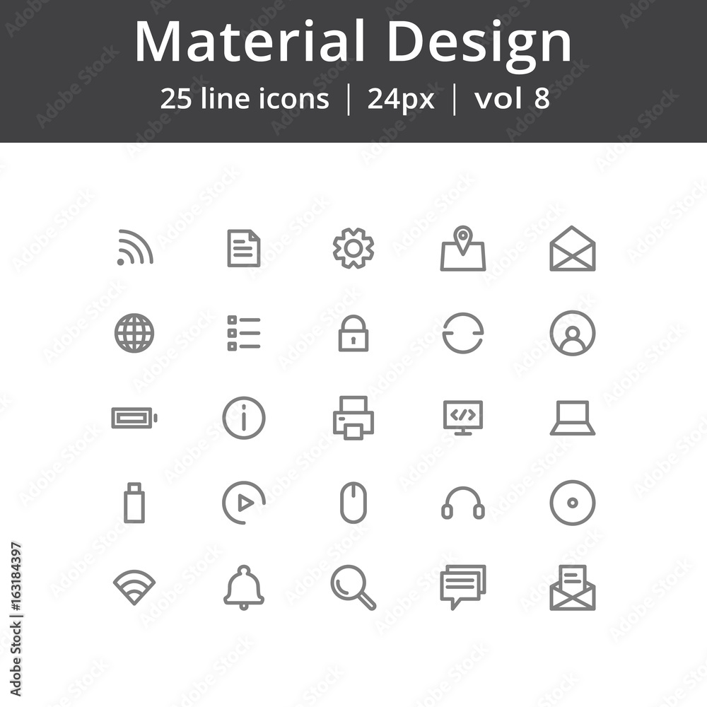 Poster material design ui line icons