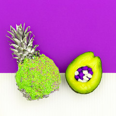 Avocado and pineapple Art Minimal design