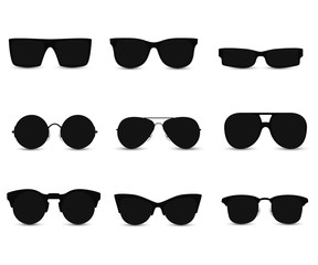 Set of fashionable sunglasses in black frame.