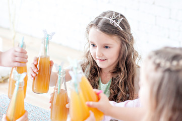 Beautiful girl with long hair and in a crown