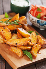 Spicy roasted potato wedges